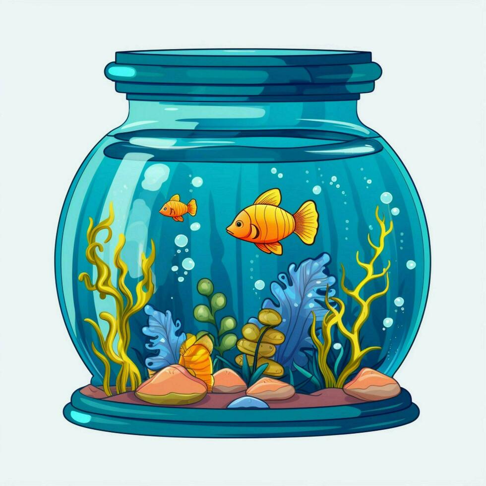 acuario 2d dibujos animados vector ilustración en blanco fondo foto