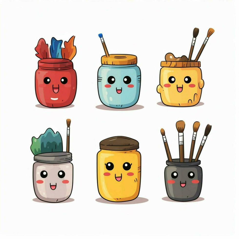 Arts and Crafts Emojis 2d cartoon vector illustration on w photo