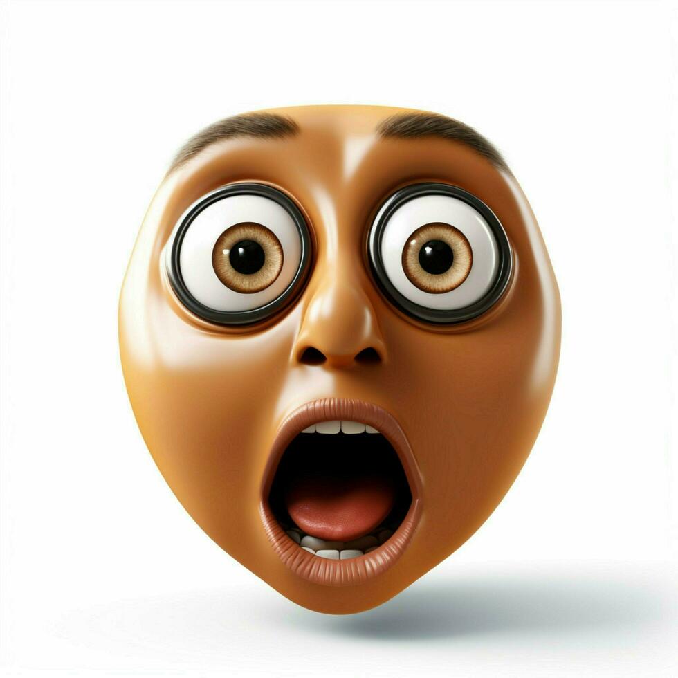 Astonished Face emoji on white background high quality 4k photo