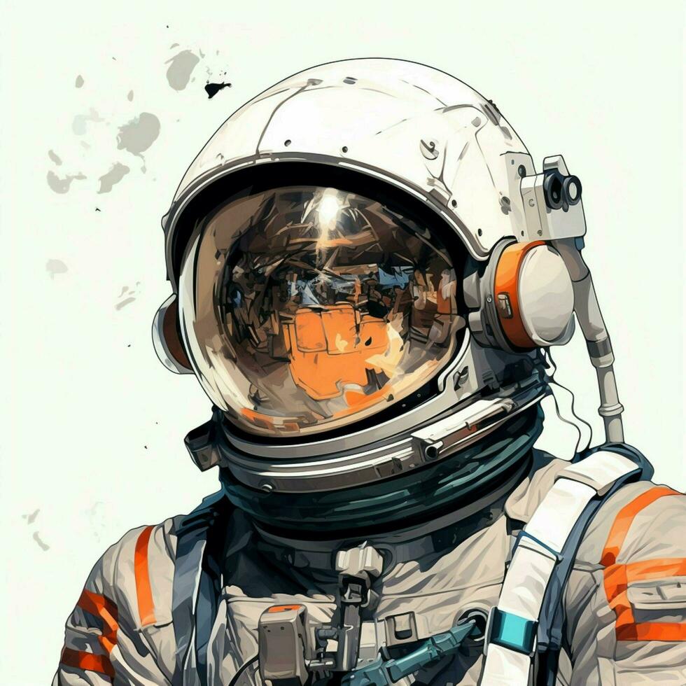 Astronaut 2d cartoon illustraton on white background high photo