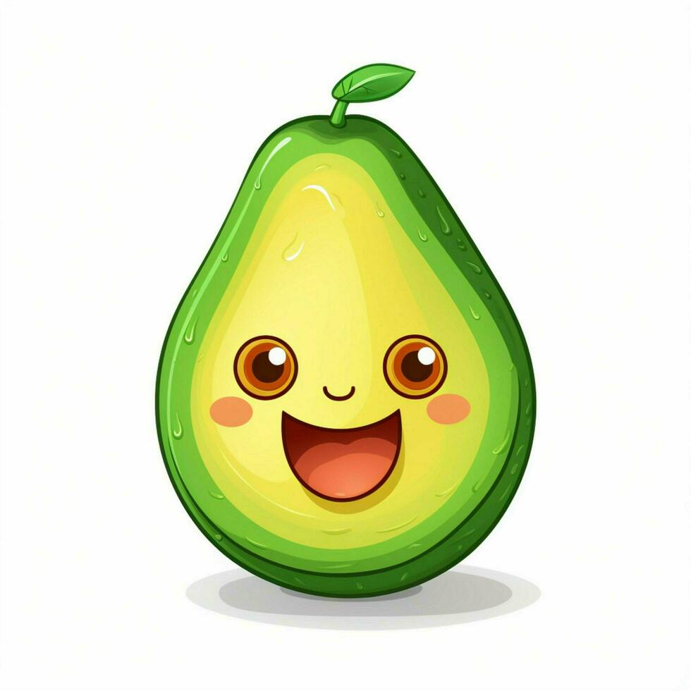 Avocado 2d cartoon vector illustration on white background photo