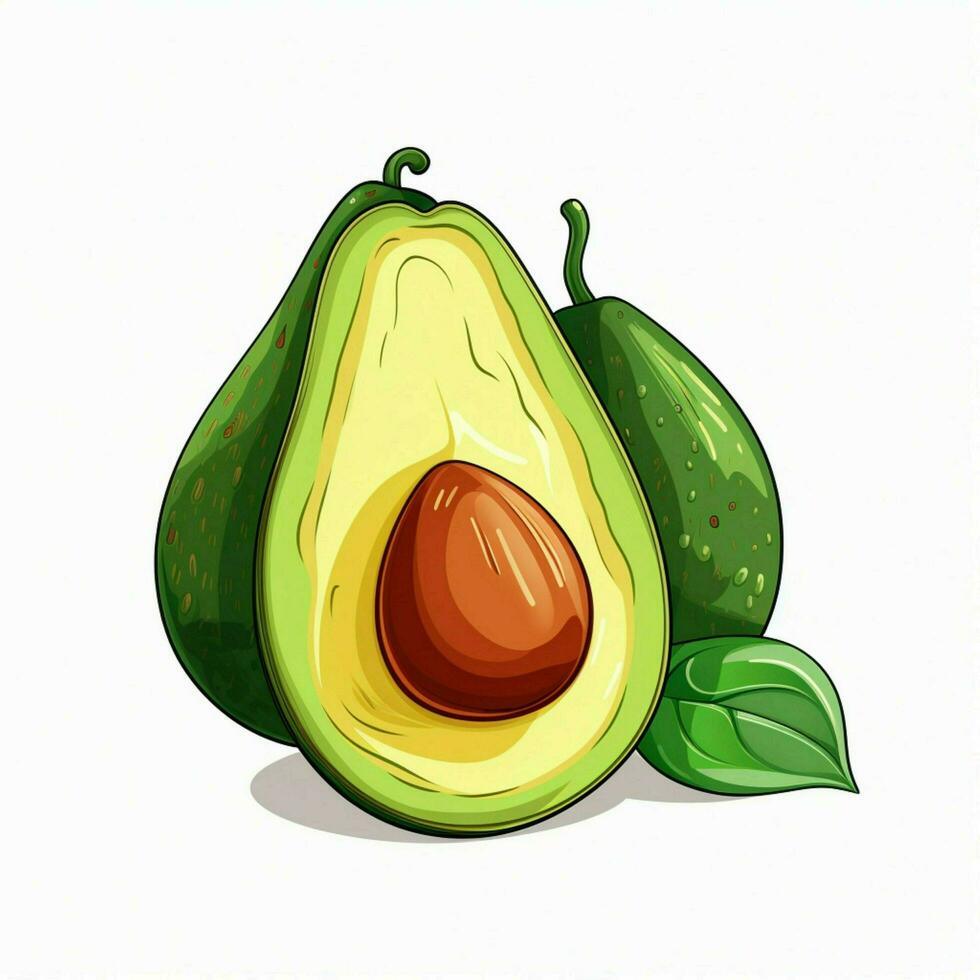 Avocado 2d cartoon vector illustration on white background photo
