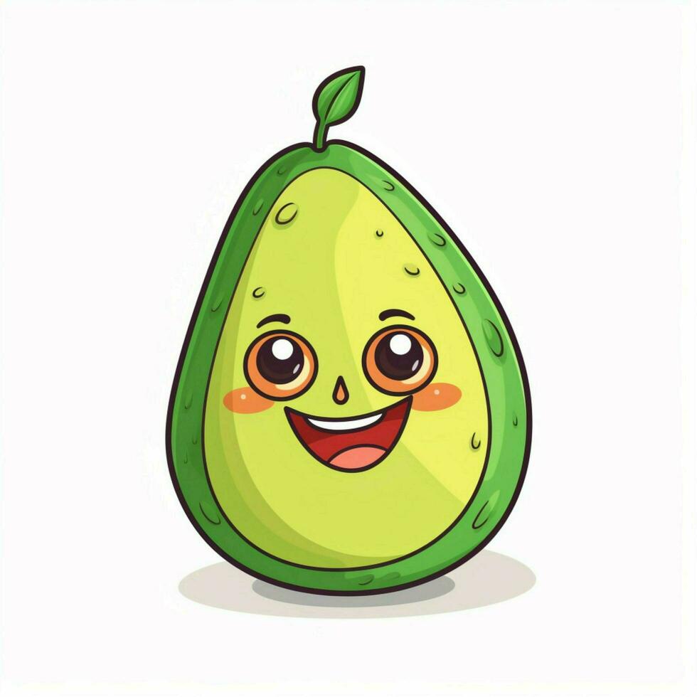 Avocado 2d cartoon vector illustration on white background photo