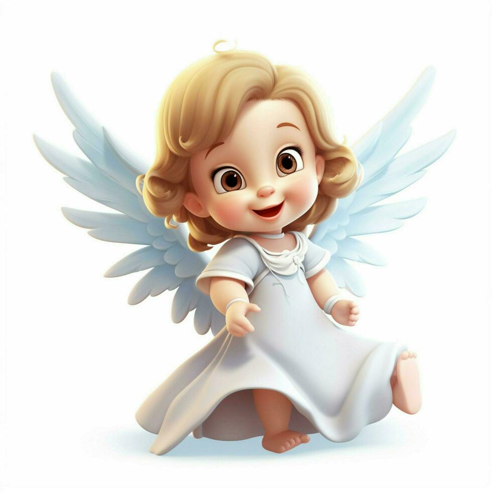 bebé ángel 2d dibujos animados ilustracion en blanco antecedentes alto foto