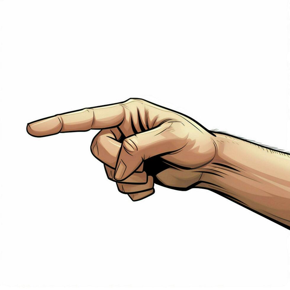 Backhand Index Pointing Down 2d cartoon illustraton on whi photo