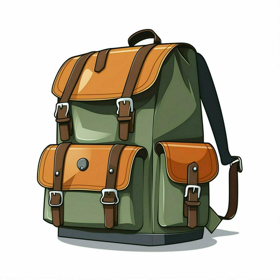 mochila 2d dibujos animados vector ilustración en blanco fondo foto