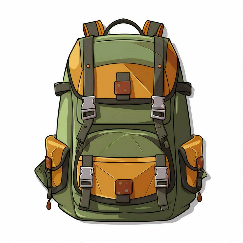 Backpack 2d cartoon vector illustration on white backgroun photo