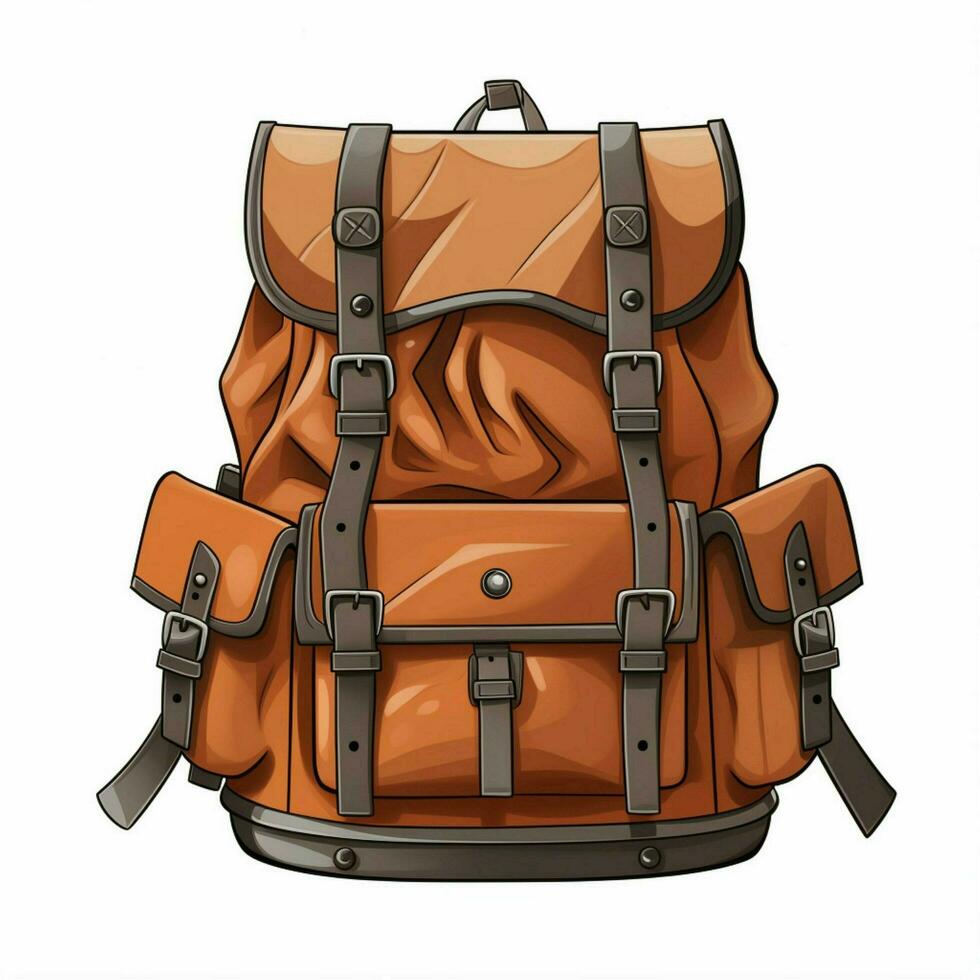 mochila 2d dibujos animados vector ilustración en blanco fondo foto