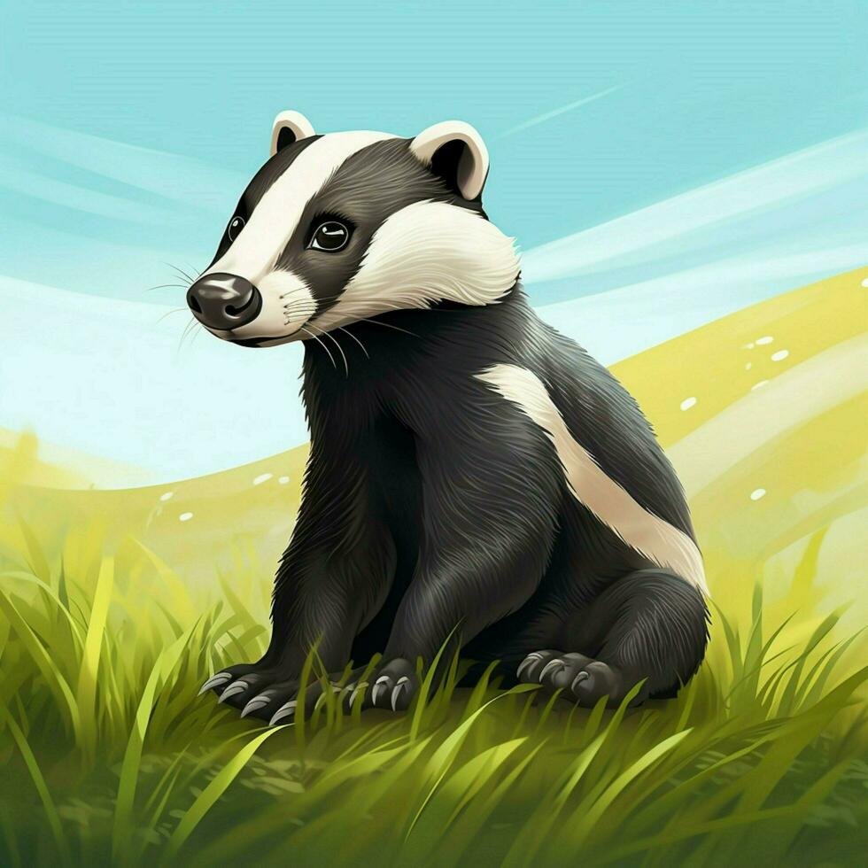 Badger 2d cartoon vector illustration on white background photo