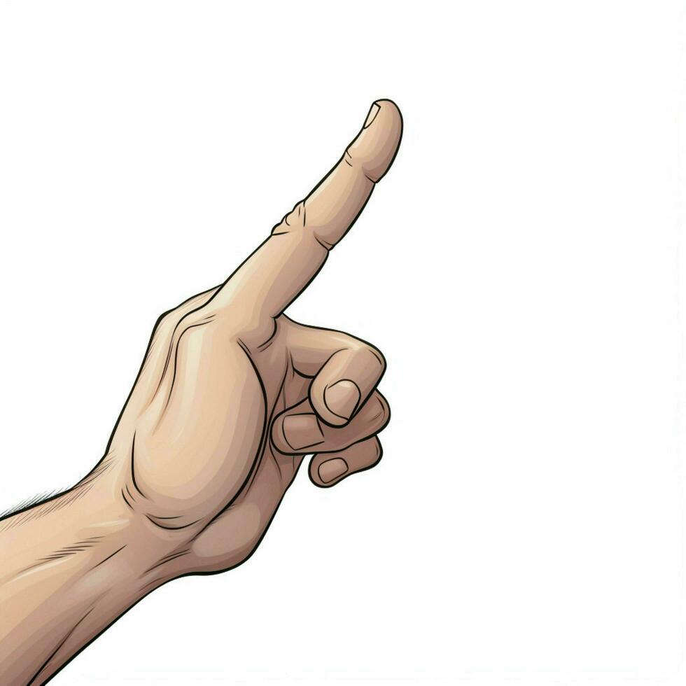 Backhand Index Pointing Up 2d cartoon illustraton on white photo
