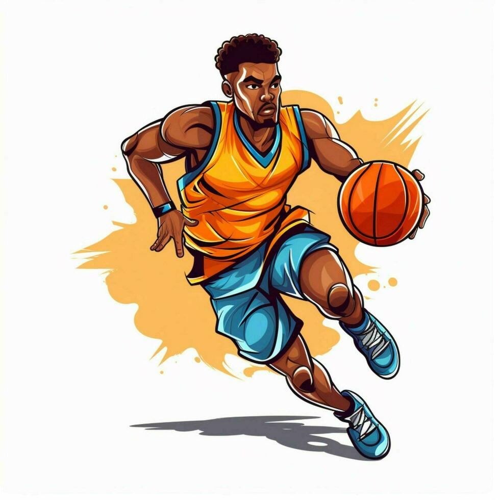 Basketball 2d cartoon vector illustration on white backgro photo