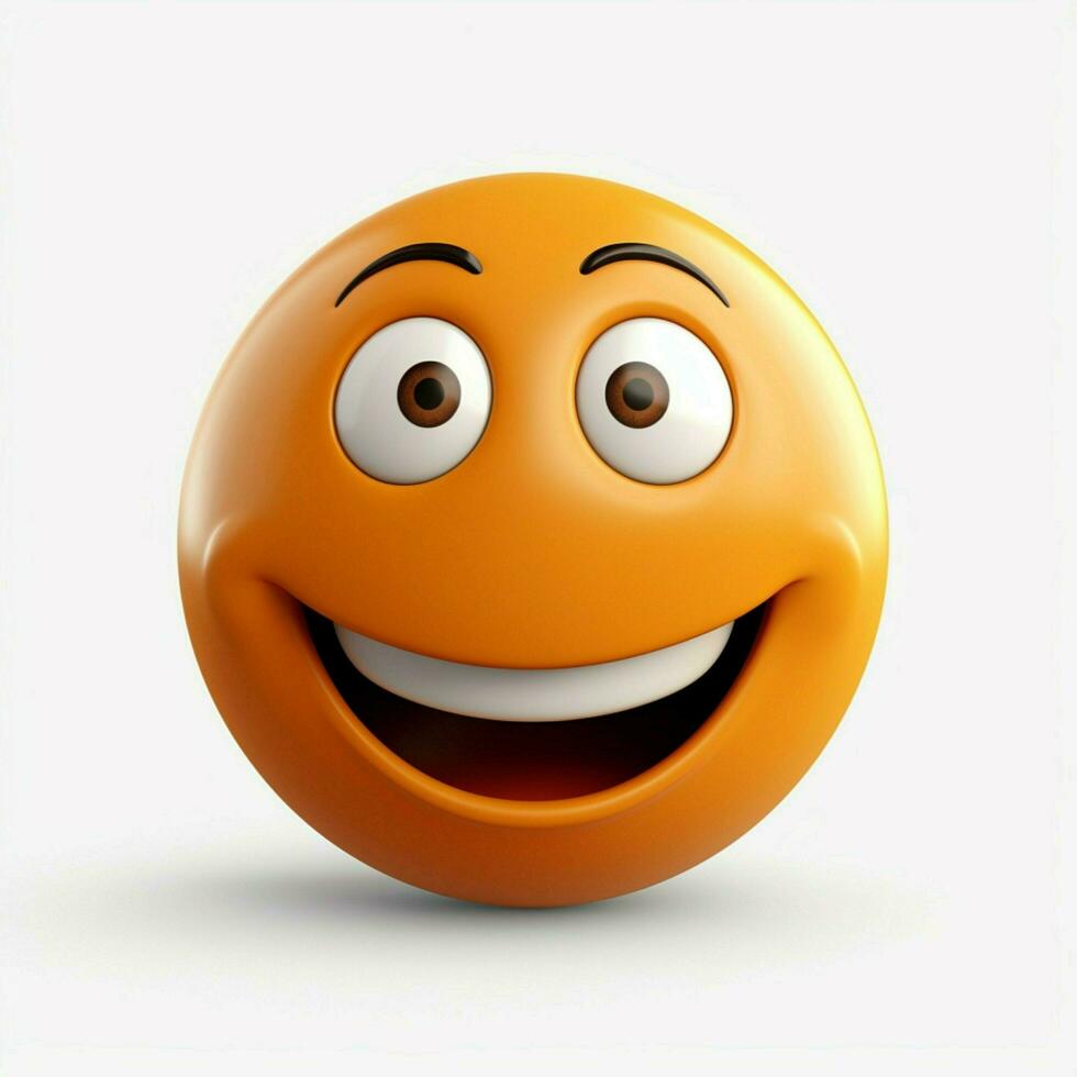 Beaming Face with Smiling Eyes emoji on white background h photo
