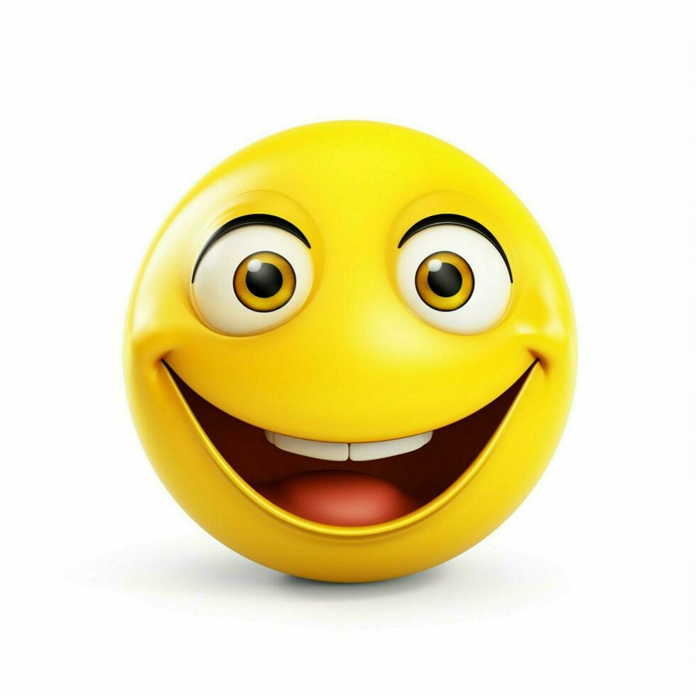 Beaming Face with Smiling Eyes emoji on white background h photo