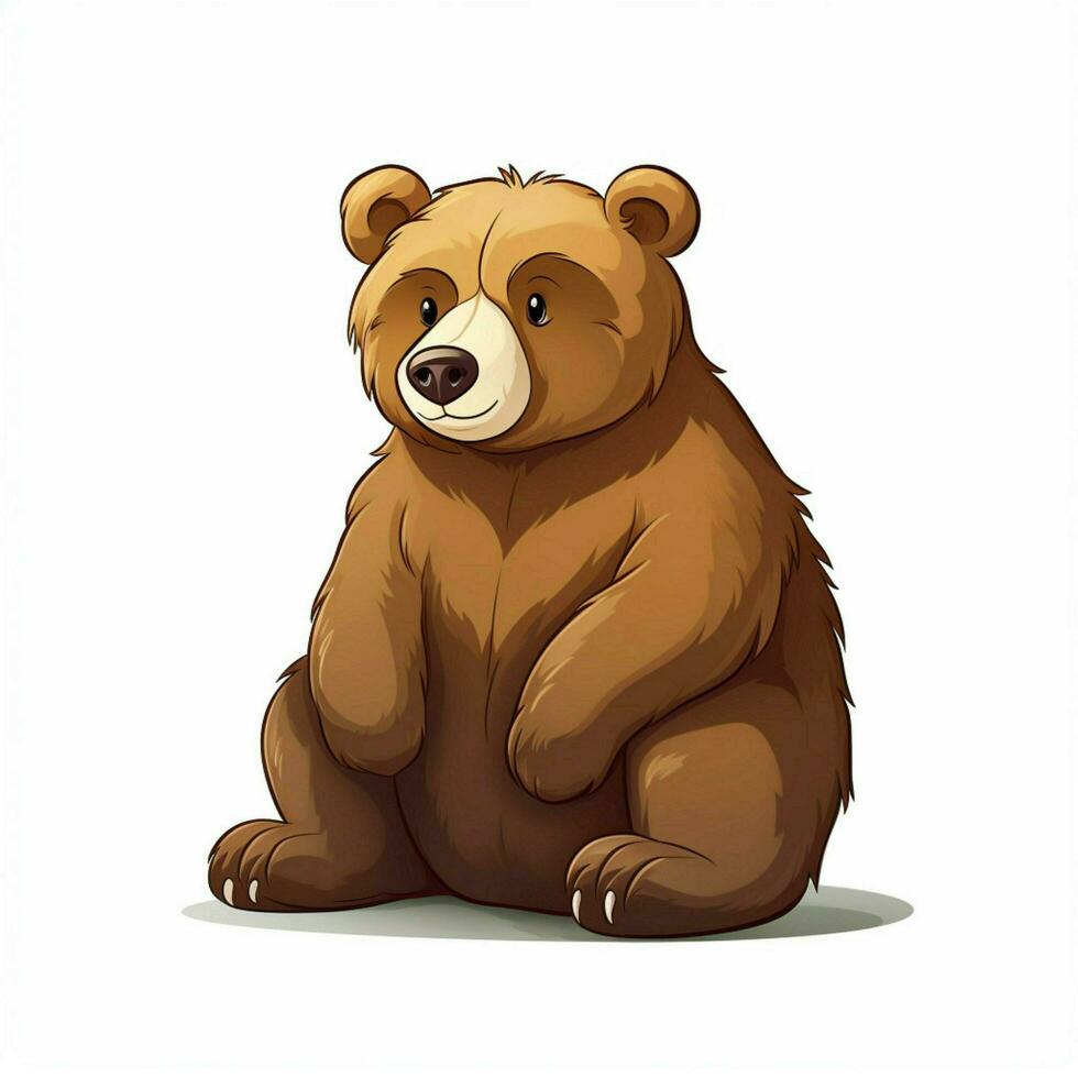 Bear 2d cartoon vector illustration on white background hi photo