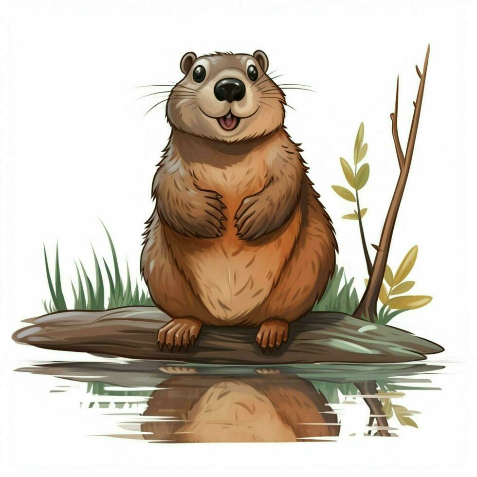 Beaver 2d cartoon vector illustration on white background photo