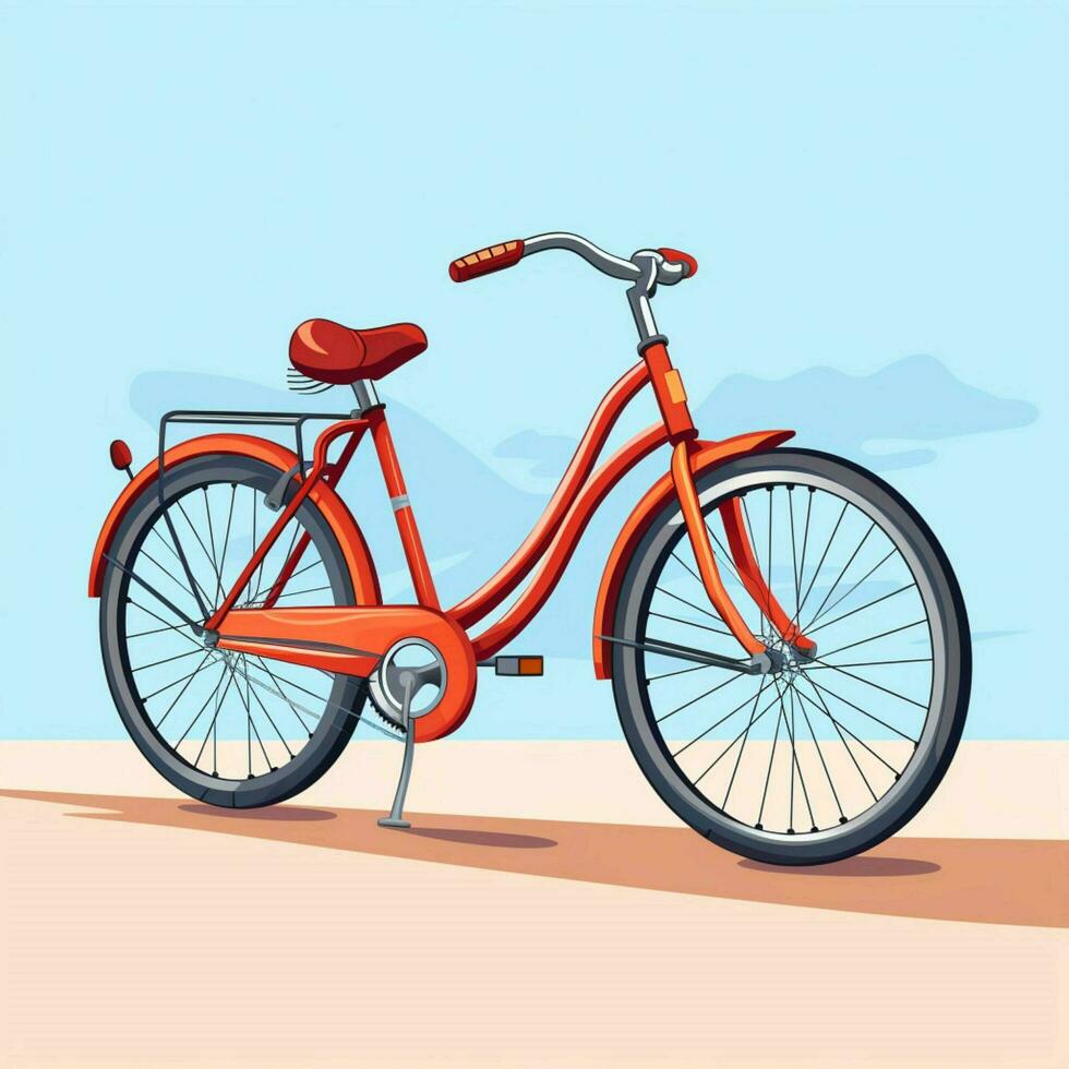 Bicycle 2d cartoon vector illustration on white background photo