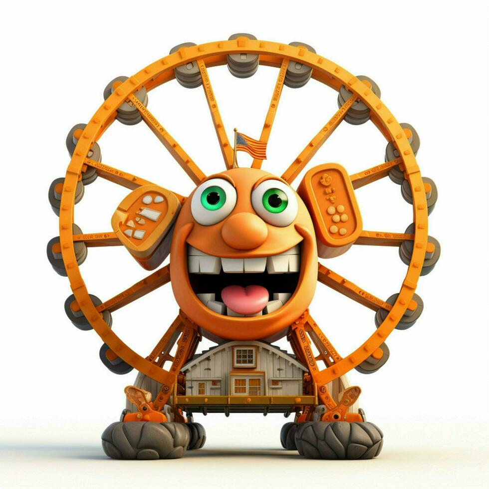 Big Wheel 2d cartoon illustraton on white background high photo