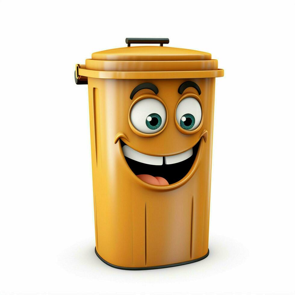 Bin 2d cartoon illustraton on white background high qualit photo