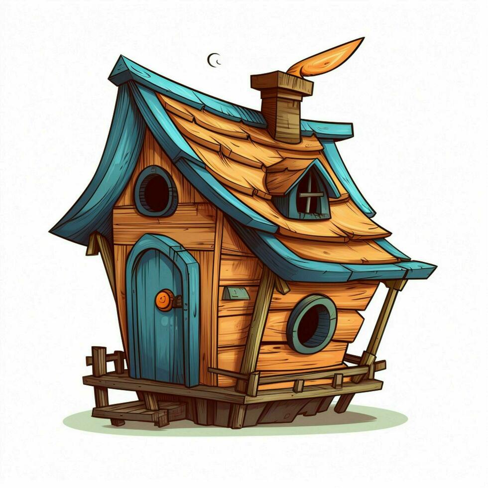 Birdhouse 2d cartoon vector illustration on white backgrou photo