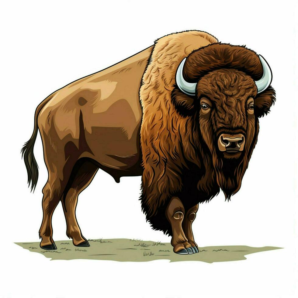 Bison 2d cartoon vector illustration on white background h photo