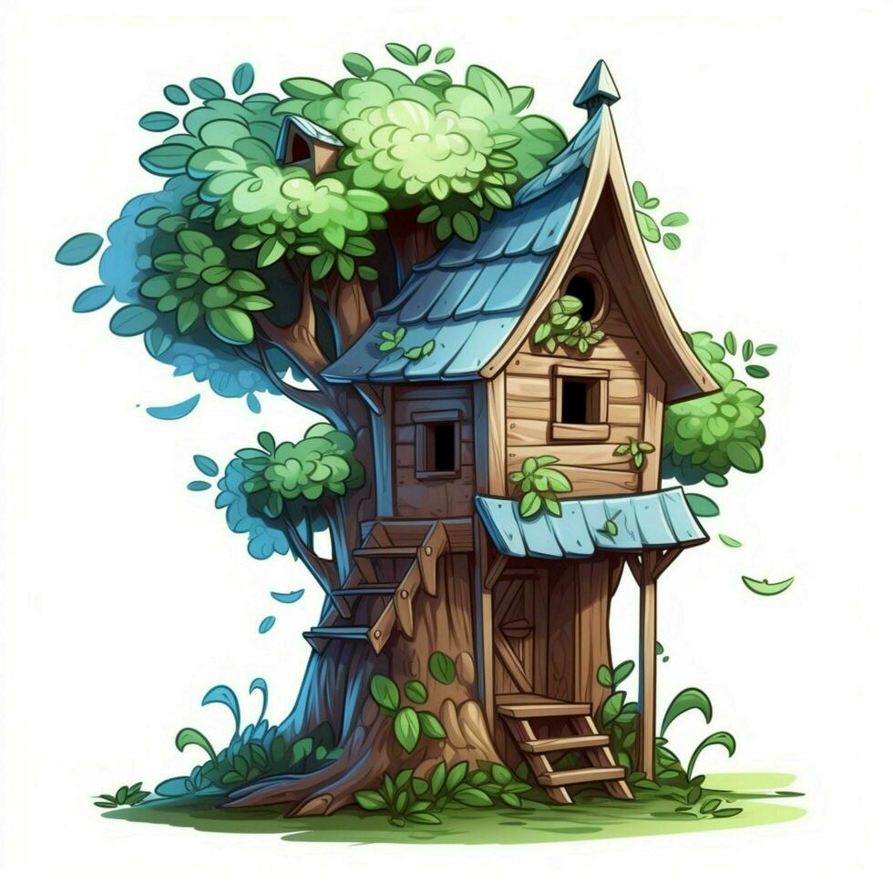 Birdhouse 2d cartoon vector illustration on white backgrou photo