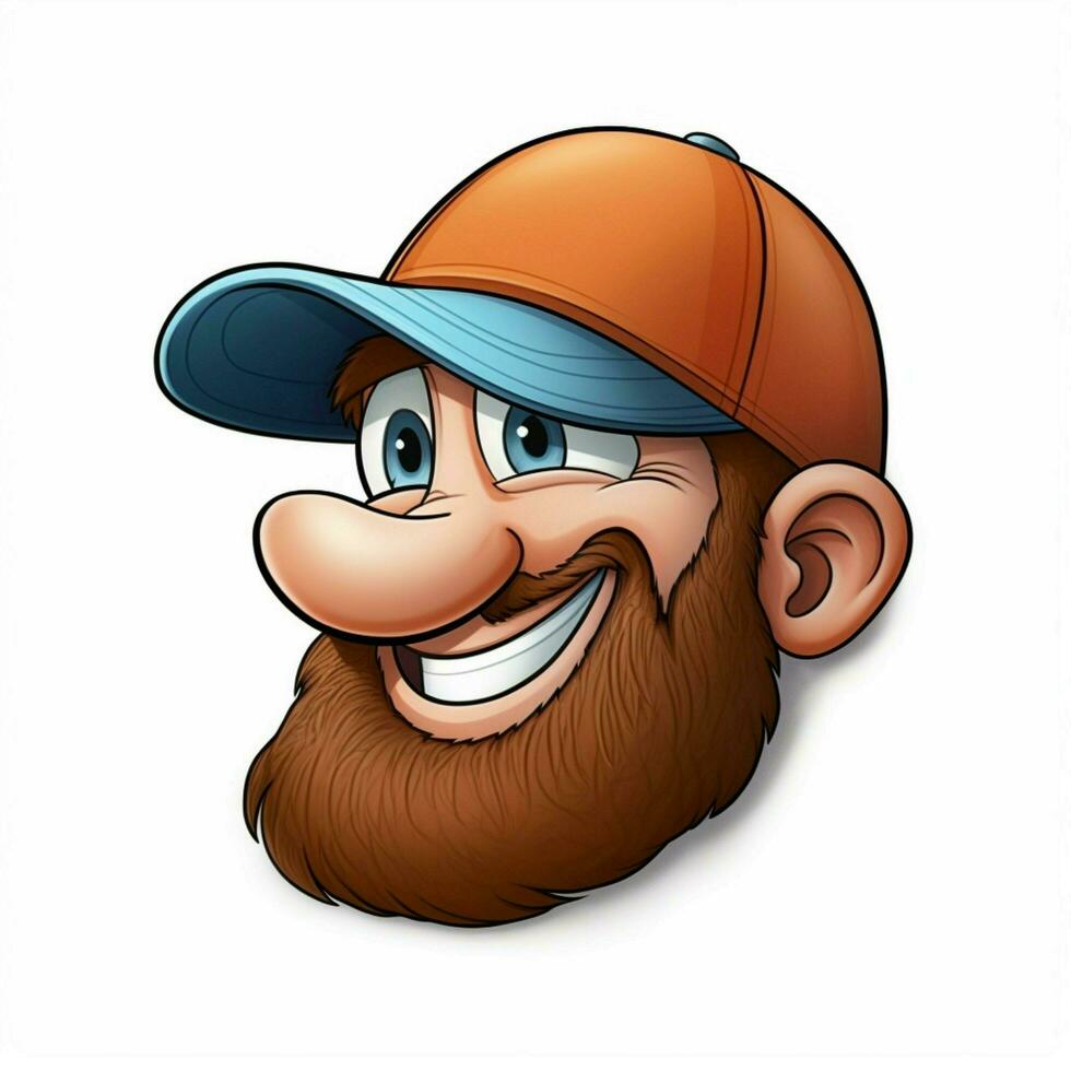 Billed Cap 2d cartoon illustraton on white background high photo