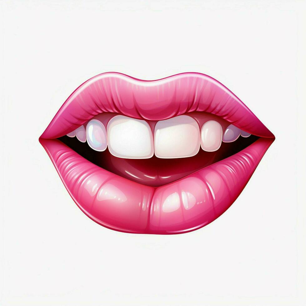 Biting Lip 2d cartoon illustraton on white background high photo