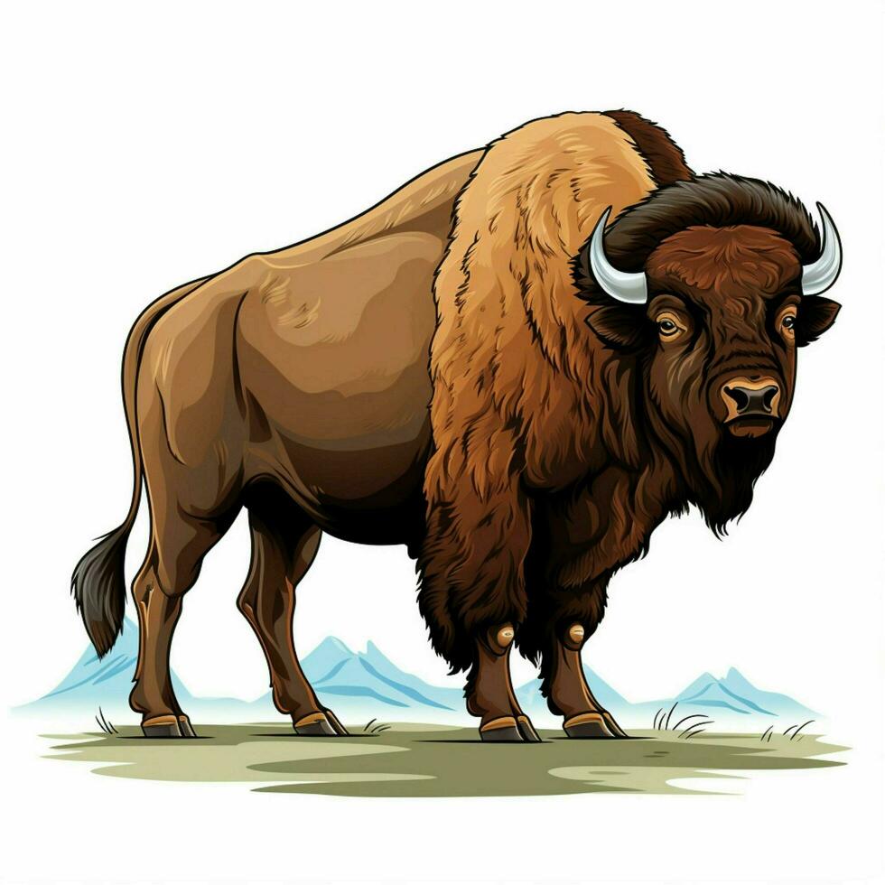 Bison 2d cartoon vector illustration on white background h photo