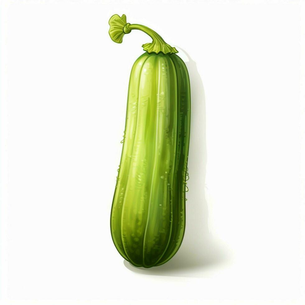 Bitter gourd 2d cartoon illustraton on white background hi photo