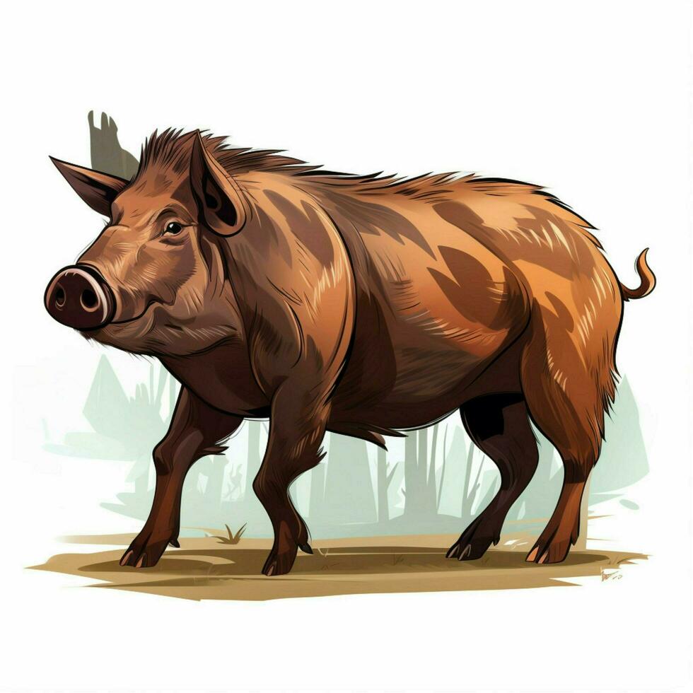 Boar 2d cartoon vector illustration on white background hi photo