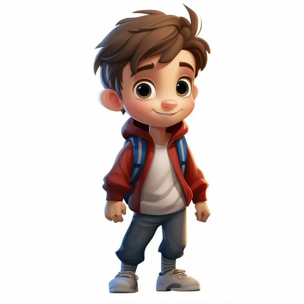 Boy 2d cartoon illustraton on white background high qualit photo