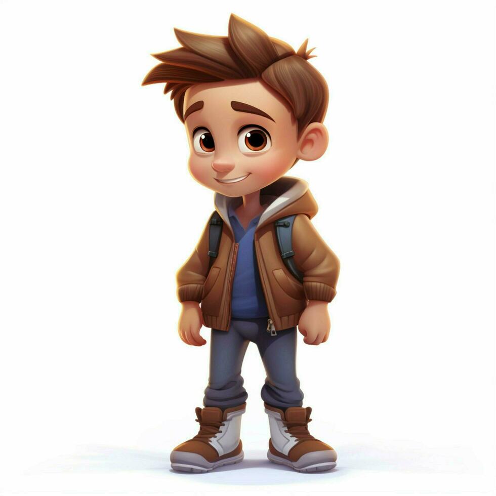 Boy 2d cartoon illustraton on white background high qualit photo