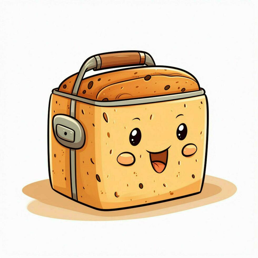 Bread Bin 2d cartoon illustraton on white background high photo