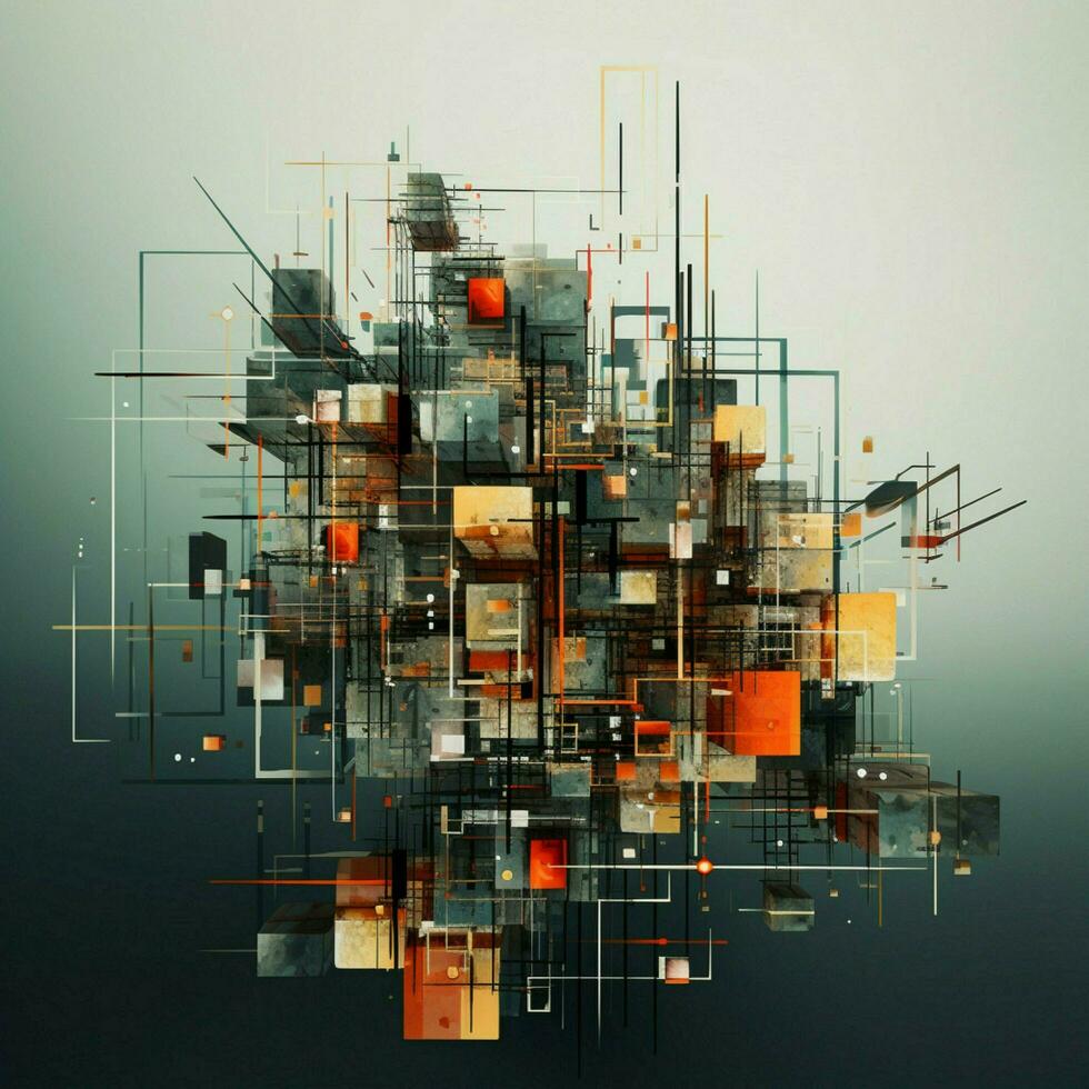 Broken pixels rearranging to form new intriguing shapes photo
