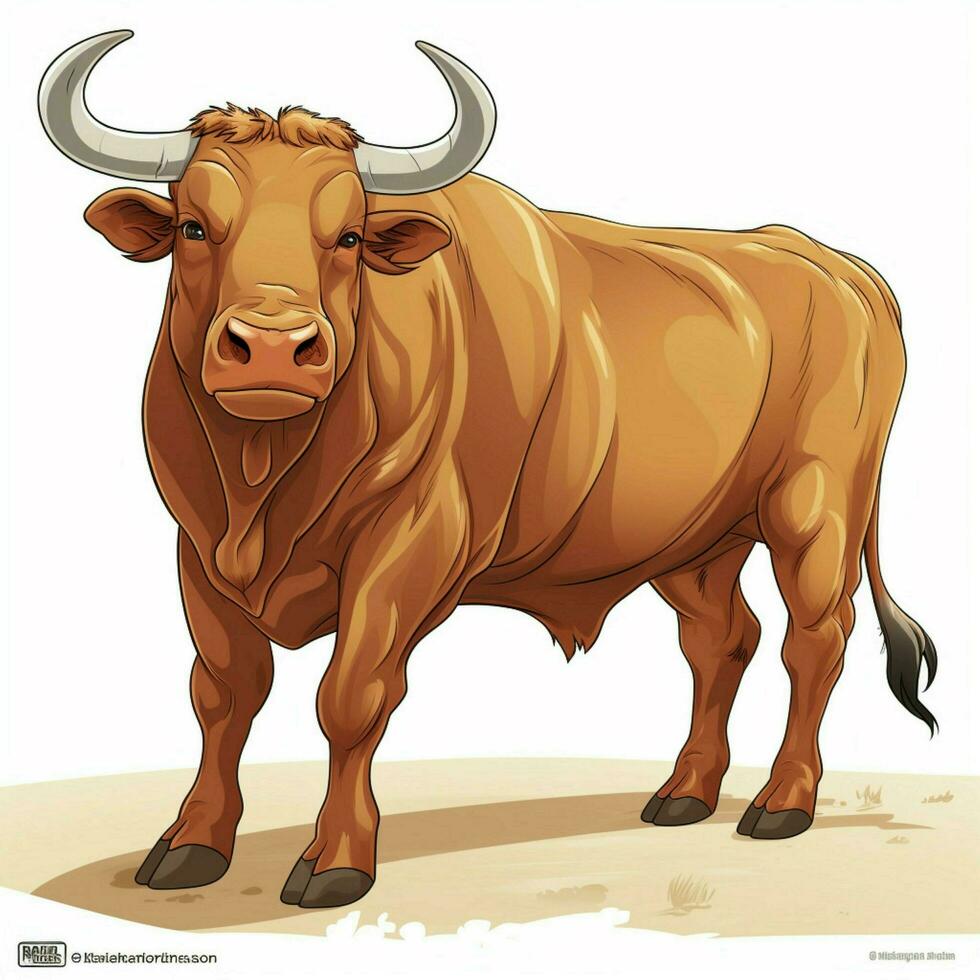 Bull 2d cartoon vector illustration on white background hi photo