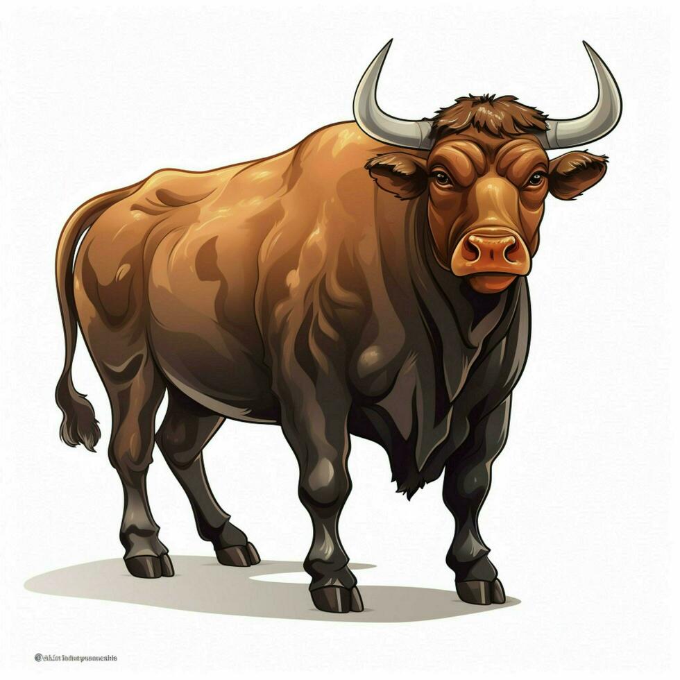 Bull 2d cartoon vector illustration on white background hi photo