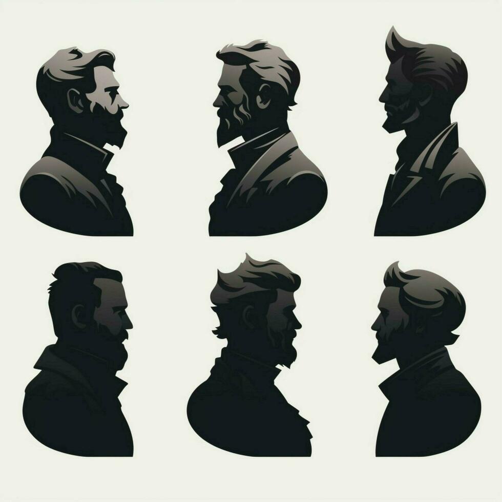 Busts in Silhouette 2d cartoon illustraton on white backgr photo