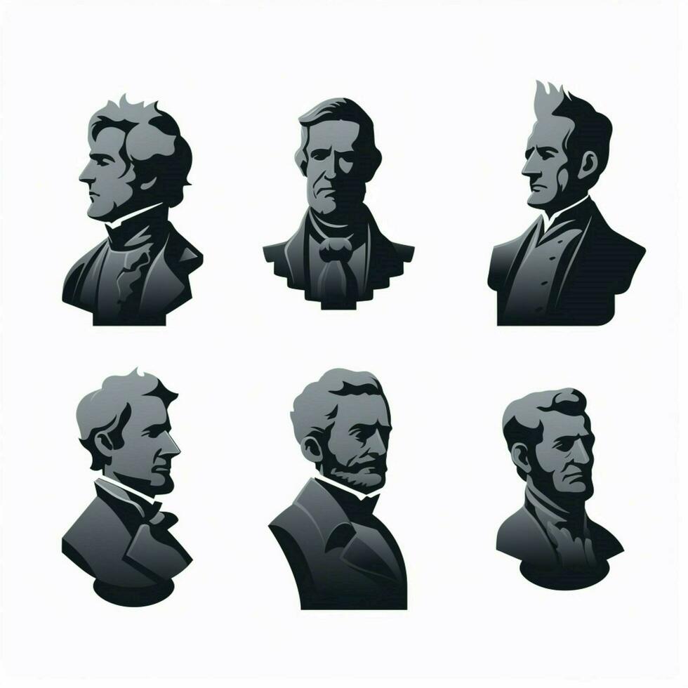 Busts in Silhouette 2d cartoon illustraton on white backgr photo