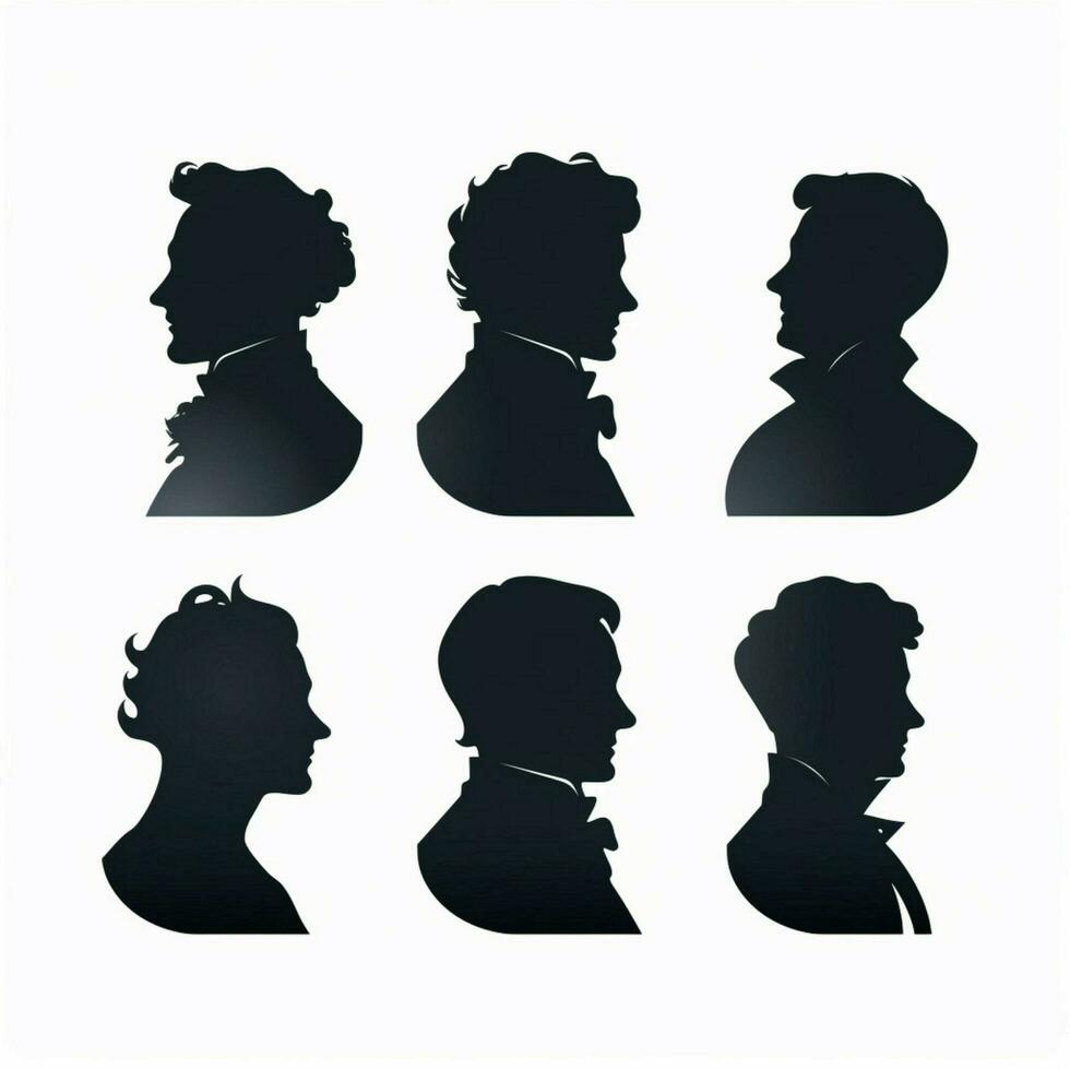 Busts in Silhouette 2d cartoon illustraton on white backgr photo