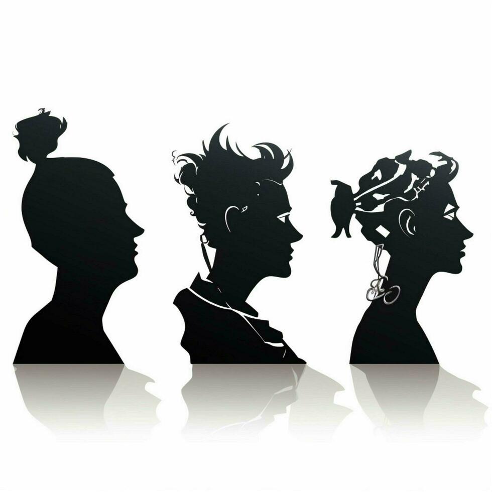 Busts in Silhouette 2d cartoon illustraton on white backgr photo