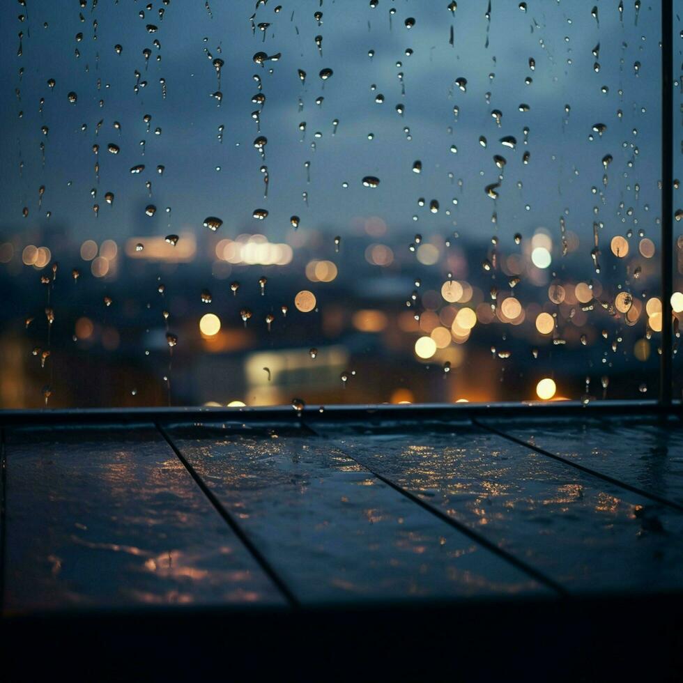 Calming rhythm of raindrops on a rooftop photo