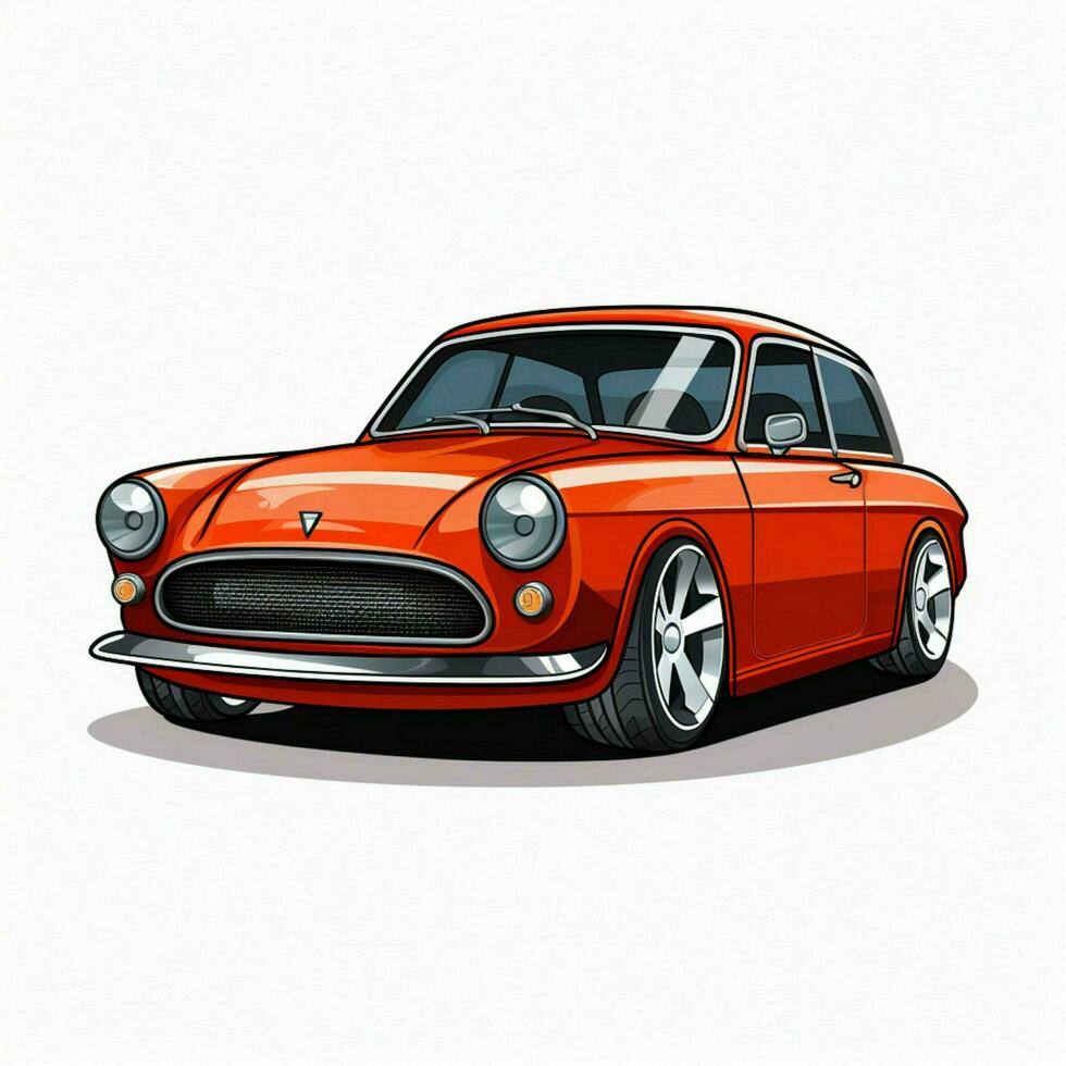 Car 2d cartoon vector illustration on white background hig photo