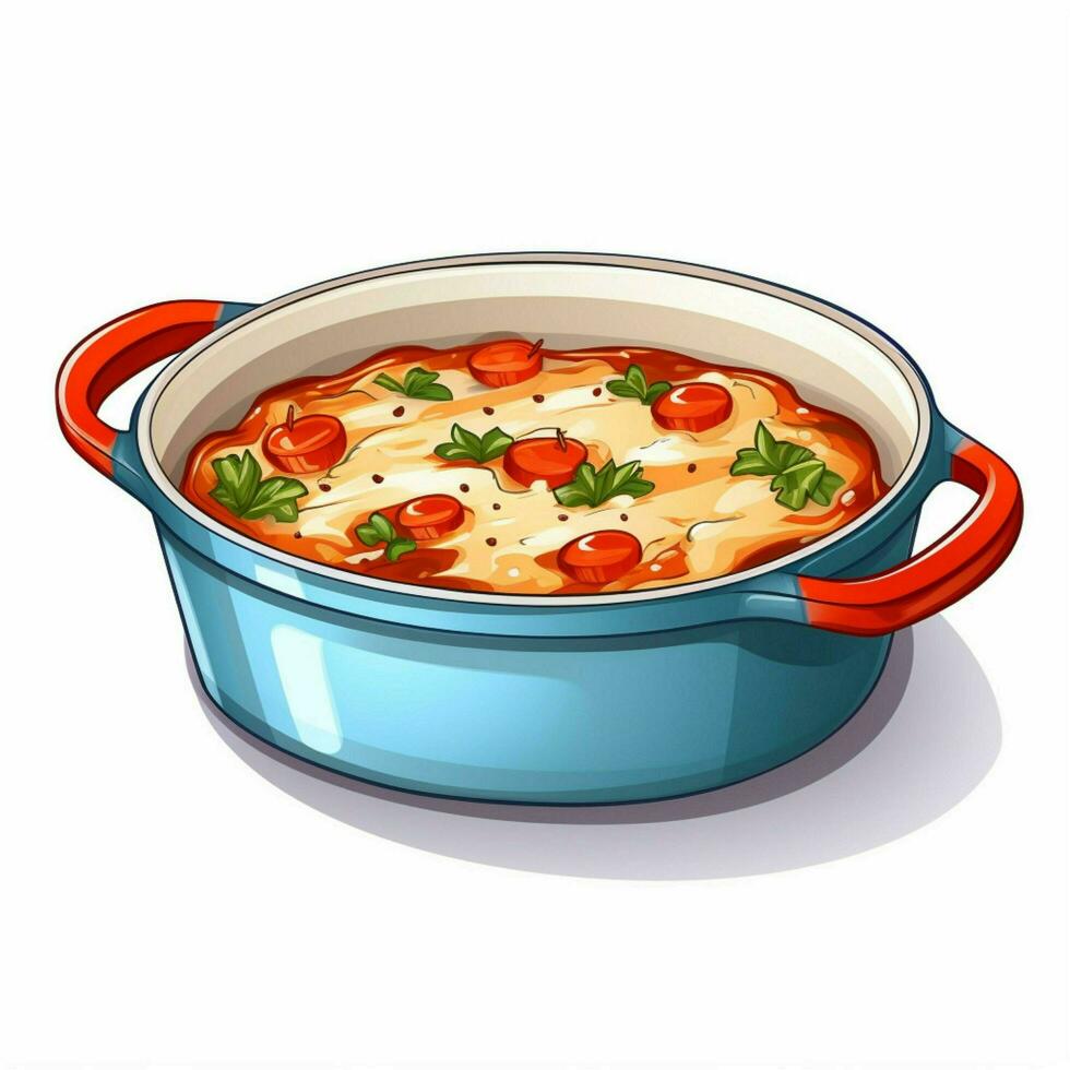 Casserole Dish 2d cartoon illustraton on white background photo