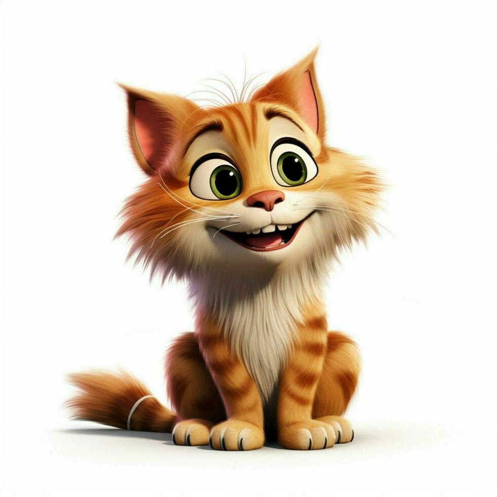 gato con torcido sonrisa 2d dibujos animados ilustracion en blanco centrico foto