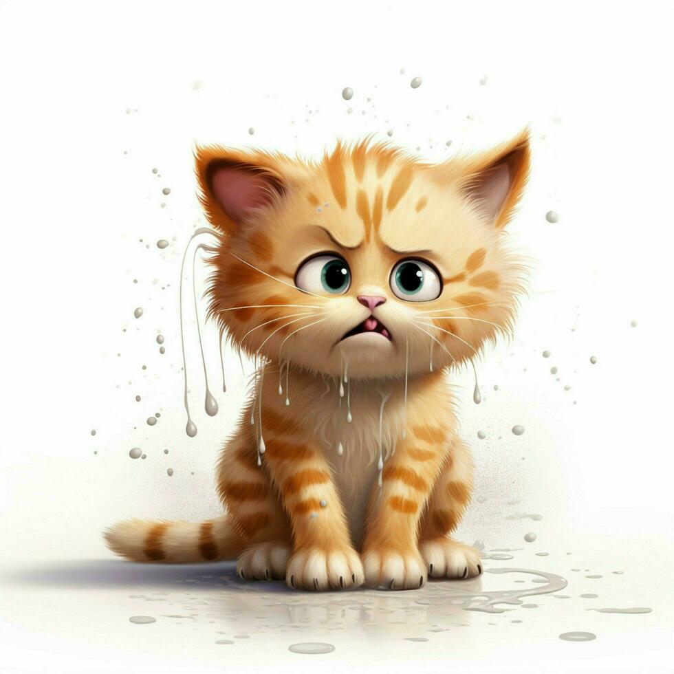 Cat with Tears of Joy 2d cartoon illustraton on white back photo