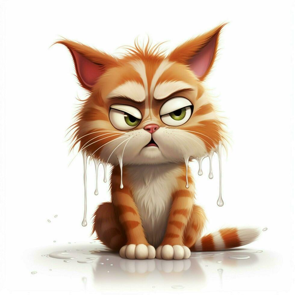 Cat with Tears of Joy 2d cartoon illustraton on white back photo