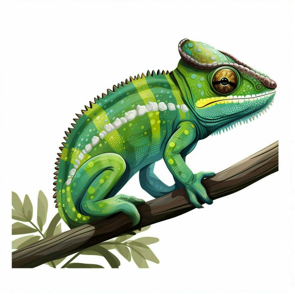 Chameleon 2d cartoon vector illustration on white backgrou photo