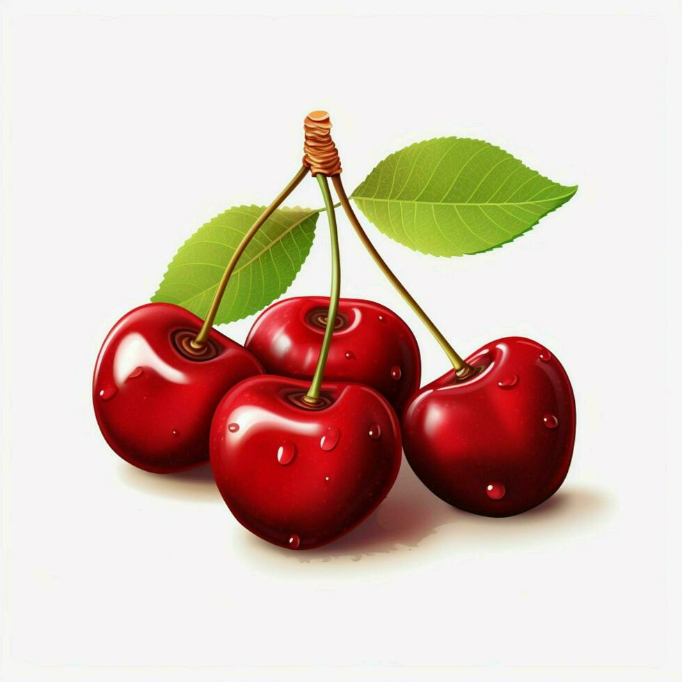 Cherry 2d cartoon illustraton on white background high qua photo