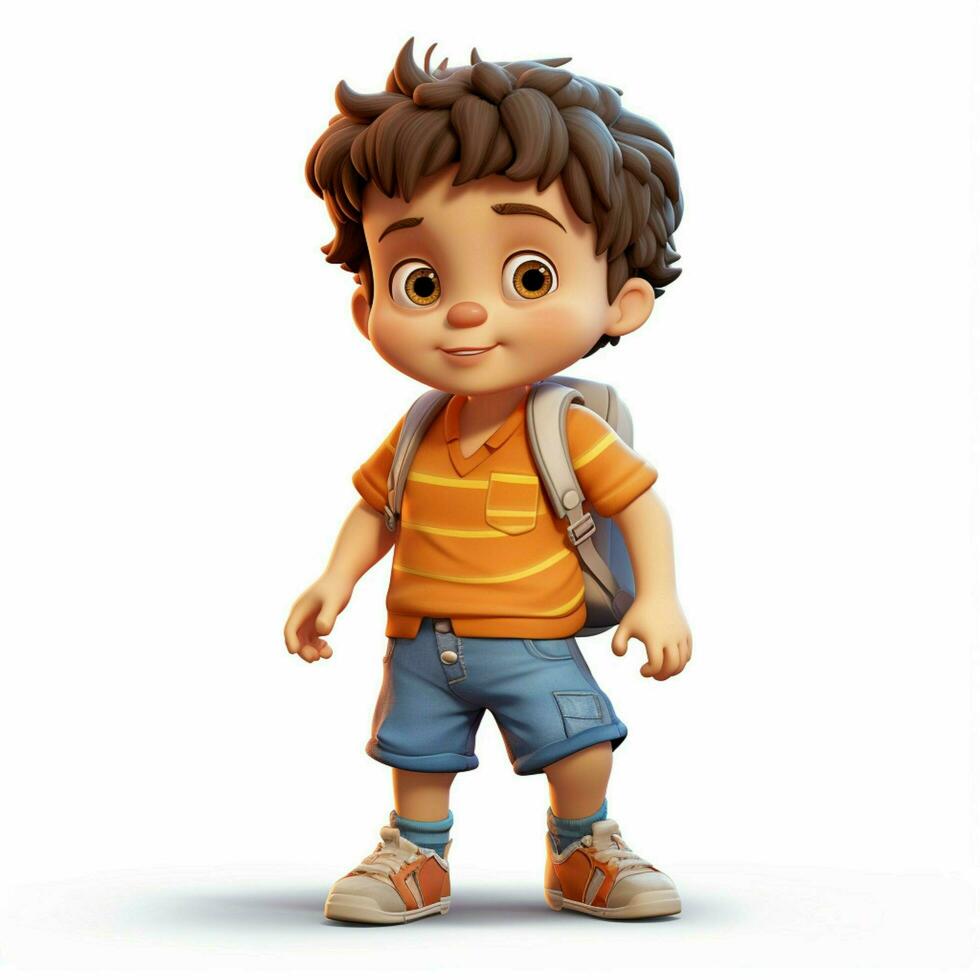 Child 2d cartoon illustraton on white background high qual photo