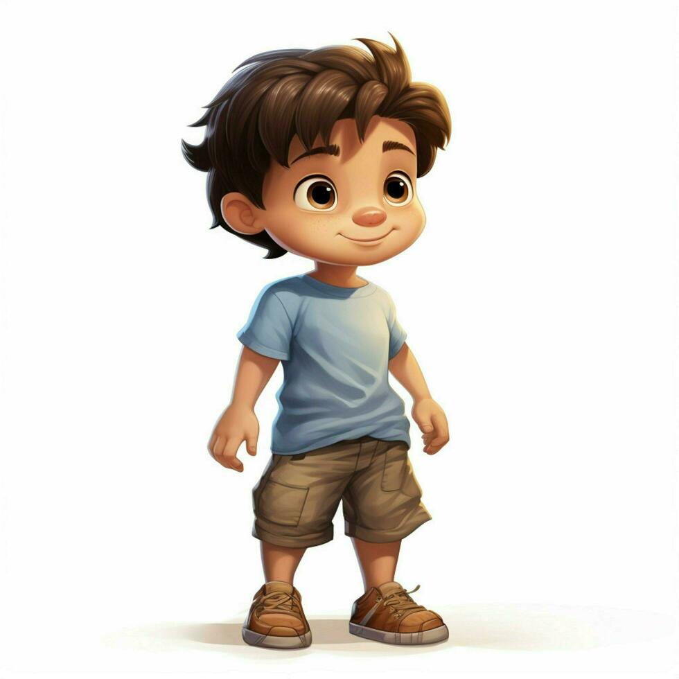 Child 2d cartoon illustraton on white background high qual photo